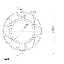 Rand-schijf Supersprox 520 LK 130,0mm Ø 110mm 44 tanden 6-gaats goud voor Edge kettingwiel