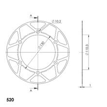 Disco de arista Supersprox 520 LK 130,0 mm Ø 110 mm 45Z dorado con 6 orificios para piñón Edge