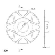 Disco Edge Supersprox 520 LK 110,0 mm Ø 63 mm 45Z 8 fori argento per pignone Edge