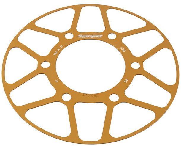 Disco de borde Supersprox 520 LK 104,0 mm Ø 80 mm 46T dorado con 6 orificios para piñón Edge