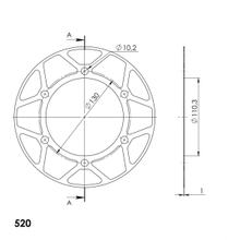 Hrana-disk Supersprox 520 LK 130,0mm Ø 110mm 47Z 6-dírový zlatý pro Edge řetězové kolo