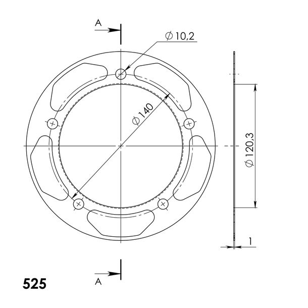 Edge Disc Supersprox 525 LK 140.0mm Ø 120mm 42T 5-hole blue for Edge sprocket