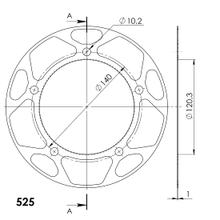Edge-schijf Supersprox 525 LK 140,0mm Ø 120mm 47T 5-gats zilver voor Edge kettingwiel