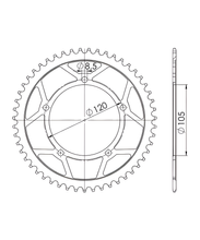 Piñón de acero con 5 orificios Supersprox 415 LK 120,0 mm Ø 105 mm 51Z negro