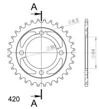 Kettingtandwiel Supersprox 420 LK 80,0mm Ø 64mm 32 tanden 4-gaats staal zwart