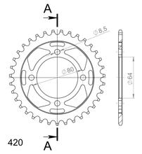 Kettingtandwiel Supersprox 420 steek 80,0mm diameter 64mm 35 tanden 4-gats staal zwart