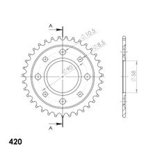 Pignon acier 4 trous Supersprox 420 LK 90,0 mm Ø 58 mm 37T noir