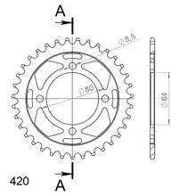 Kettingwiel Supersprox 420 LK 80,0mm Ø 64mm 37T 4-gats staal zwart