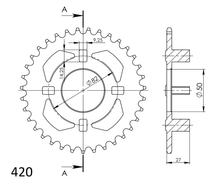 Kettingtandwiel Supersprox 420 Steekmaat 82,0mm Ø 50mm 40 Tanden 4-Gats Staal zwart