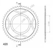 Piñón de acero con 4 orificios Supersprox 420 LK 120,0 mm Ø 100 mm 44T negro