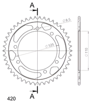 Cadena de acero Supersprox 420 LK 125,0 mm de diámetro 110 mm 46T con 6 orificios, color negro