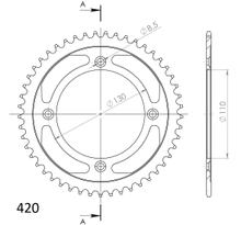 Supersprox 420 LK 130,0 mm Ø 110 mm 47T Piñón de acero con 4 orificios negro
