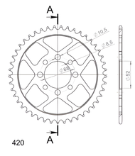 Roue à chaîne en acier à 4 trous Supersprox 420 LK 68,0 mm de diamètre 52 mm 47T, noire