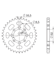 Roue à chaîne en acier à 4 trous Supersprox 420 LK 68,0 mm de diamètre 52 mm 48T, noire