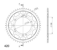 Piñón de acero Supersprox 420 LK 116,0 mm Ø 100 mm 50Z negro