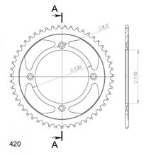 Supersprox 420 LK 130,0 mm Ø 110 mm 53T Piñón de acero con 4 orificios negro