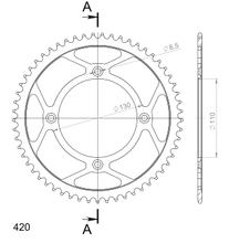 Supersprox 420 LK 130,0 mm Ø 110 mm 57T Piñón de acero con 4 orificios negro