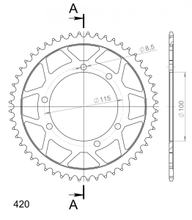 Pignon acier à 6 trous Supersprox 420 LK 115,0 mm Ø 100 mm 58T noir