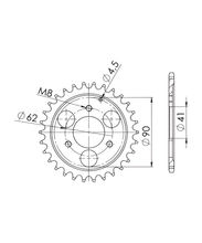 Kettingsprocket Supersprox 428 LK 62,0mm Ø 41mm 28T 3-gats staal zwart