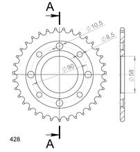 Pignon acier à 4 trous Supersprox 428 LK 90,0 mm Ø 58 mm 34T noir