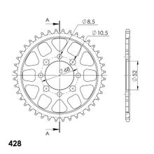 Pignon acier 4 trous Supersprox 428 LK 68,0 mm diamètre 52 mm 34T noir