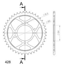 Piñón de acero Supersprox 428 LK 80,0 mm Ø 64 mm 42T negro
