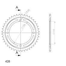 Kettingtandwiel Supersprox 428 LK 126,0mm Ø 110mm 44 tanden 4-gaats staal zwart