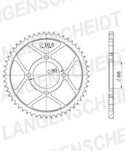 Kettingwiel Supersprox 428 LK 90,0mm Ø 68mm 45T 4-gaats staal zwart