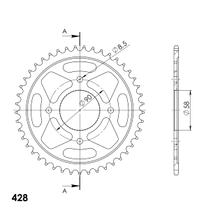 Supersprox 428 LK 90,0 mm Ø 58 mm 45Z pignone in acciaio a 4 fori nero