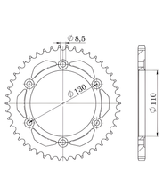 Kettingtandwiel Supersprox 428 LK 130,0mm Ø 110mm 46 tanden 6-gats staal zwart