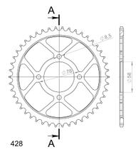 Kettingsprocket Supersprox 428 LK 78,0mm Ø 58mm 46T 4-gats staal zwart