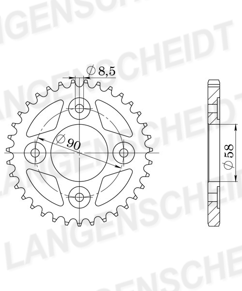 Supersprox 428 LK 90.0mm Ø 68mm 47T 6-hole steel sprocket black