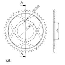 Ozubené kolo řetězu Supersprox 428 rozteč 100,0mm průměr 76mm 47 zubů 4 otvory ocel černé
