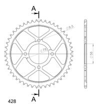 Kettingwiel Supersprox 428 LK 78,0mm Ø 58mm 48T 4-gats staal zwart