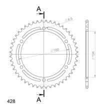 Supersprox 428 LK 150.0mm Ø 134mm 48T 6-hole steel sprocket black