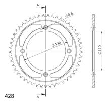 Kettingtandwiel Supersprox 428 LK 130,0mm Ø 110mm 49 tanden 4-gaats staal zwart