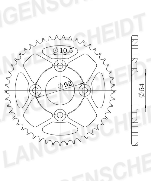 Kettenrad Supersprox 428 LK 92,0mm Ø 54mm 50Z 4-Loch Stahl schwarz