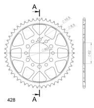 Kettingtandwiel Supersprox 428 LK 80,0mm Ø 62mm 50T 6-gaats Staal zwart