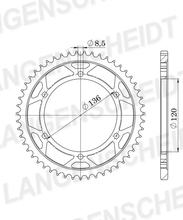 Kettingwiel Supersprox 428 LK 136,0mm Ø 120mm 51T 6-gaats staal zwart