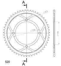 Pastorek řetězový Supersprox 428 rozteč 130,0mm průměr 110mm 55 zubů 4-otvorová ocel černá