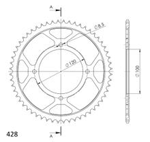 Coroa Supersprox 428 LK 120,0mm Ø 100mm 56D 4-furos aço preto