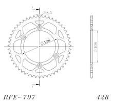 Chaîne à chaîne Supersprox 428 LK 128,0 mm de diamètre 108 mm 57T en acier à 4 trous, noire