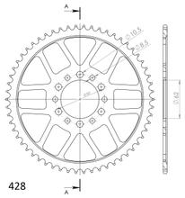 Supersprox 428 LK 80,0 mm Ø 62 mm 58T pignone in acciaio a 6 fori nero