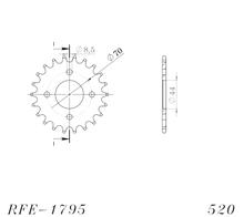 Kolo řetězu Supersprox 520 LK 70,0mm Ø 44mm 22Z 4-otvory ocel černá