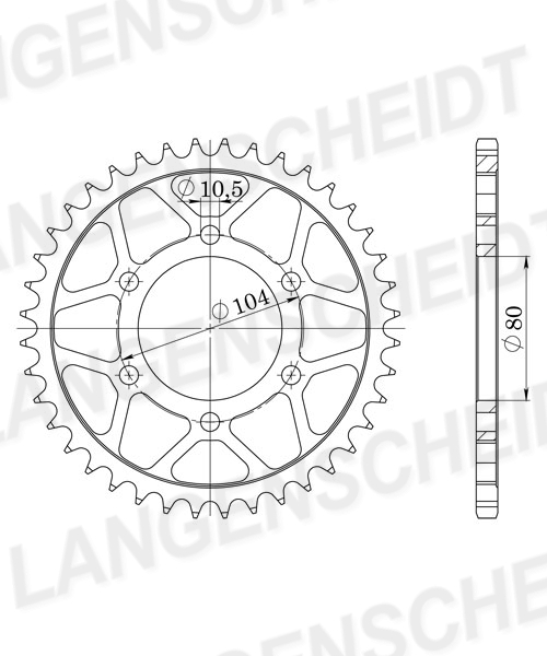 Supersprox 520 LK 104.0mm Ø 80mm 30T 3-hole steel sprocket black
