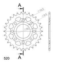 Kettenrad Supersprox 520 LK 90,0mm Ø 58mm 31Z 4-Loch Stahl schwarz
