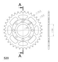 Pignon acier à 4 trous Supersprox 520 LK 90,0 mm Ø 58 mm 35T noir