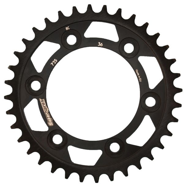Pignon acier 6 trous Supersprox 520 LK 124,0 mm Ø 100 mm 36T noir