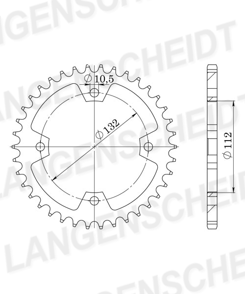 Kettenrad Supersprox 520 LK 132,0mm Ø 112mm 36Z 4-Loch Stahl schwarz