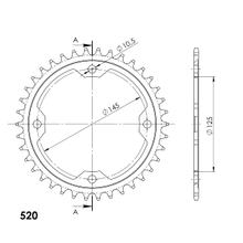 Chaîne en acier à 4 trous Supersprox 520 LK 145,0 mm de diamètre 125 mm 37T, noire